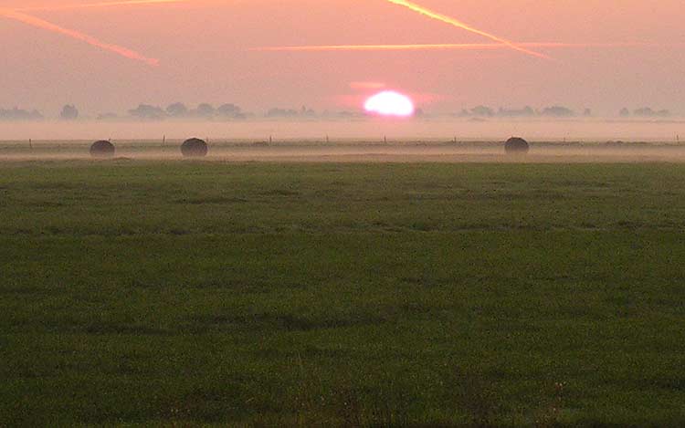 Zonsondergang - dichter bij de polder.